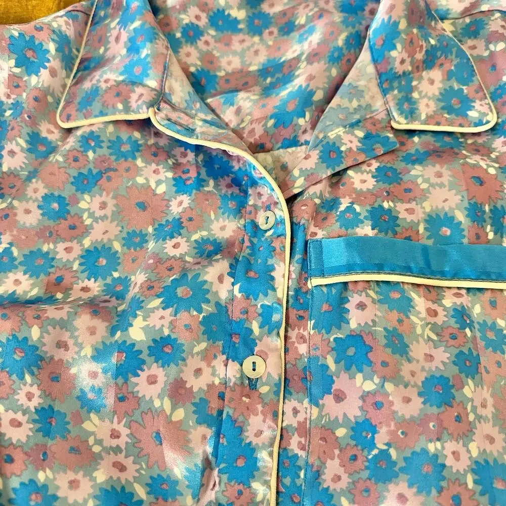Intimately Free People Pillow Talk Satin Short Pajama Set Large EUC Loungewear